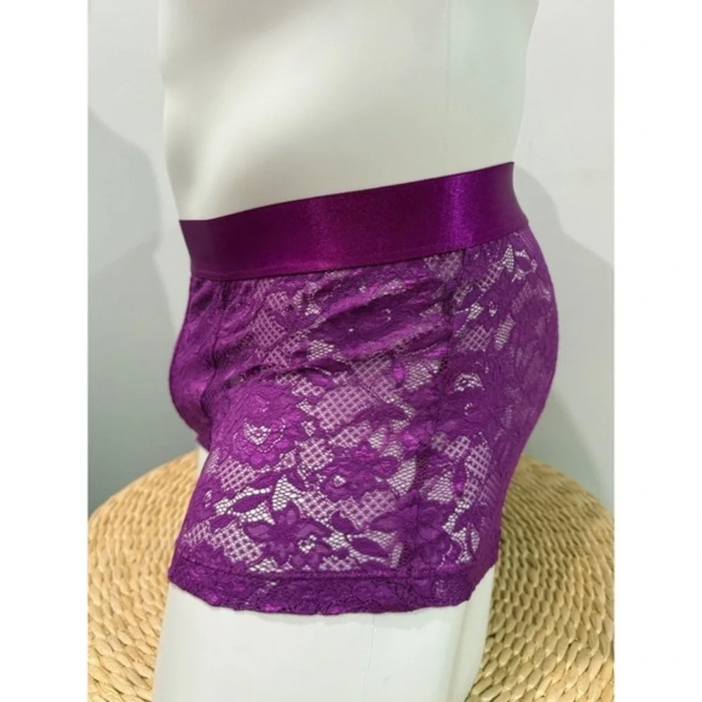 Cosabella Never Say Never Lace Classic Trunk Boxer Brief Swiss Beet size L NWT